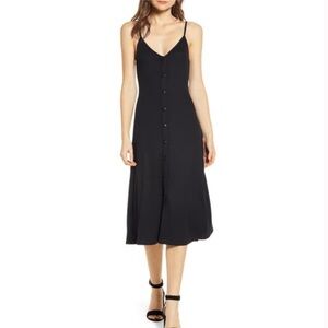 NWOT Chelsea28 Black Button-Front Midi Dress